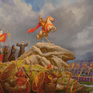 Pre-Battle Scene of Avarayr Portrait. Reproduction Copy of Original Oil Painting Masterpiece by famous French Artist, Mathieu Nozieres. On Canvas, Without Frame